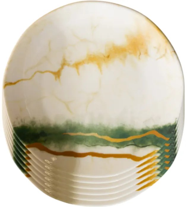Set de 6 farfurii de desert și 1 farfurie deservit Emerald