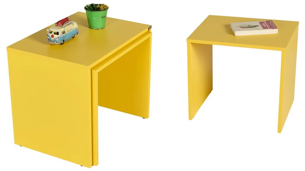 Masă pliabilă SHP galben, 3 buc