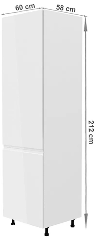 Dulap de bucătărie pentru frigider încorporat D60ZL Aurellia (alb + alb lucios) (S). 1015758