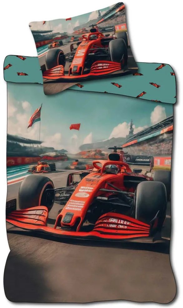 Vehicul Race Lenjerie de pat pentru copii Formula 1 100×135cm, 40×60 cm