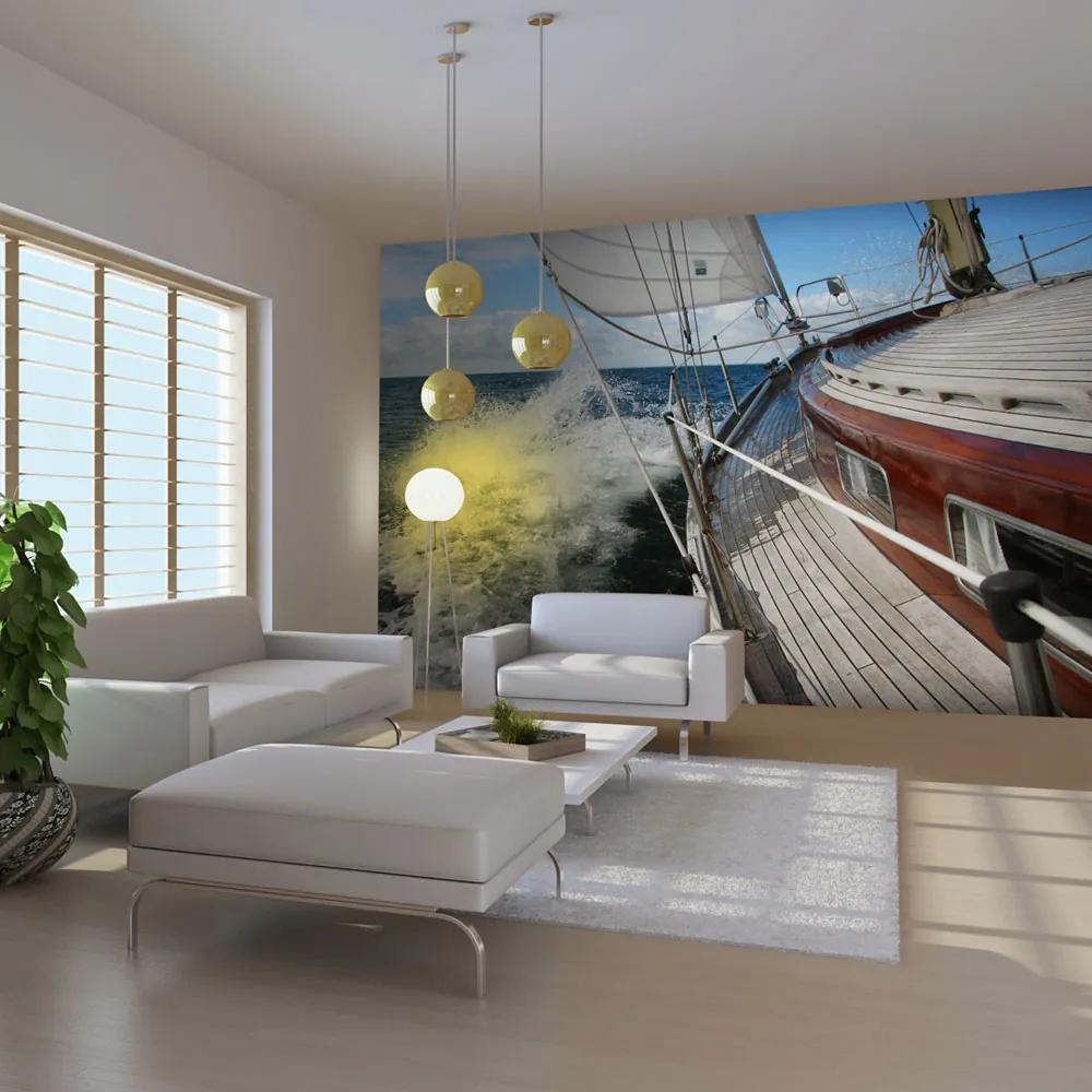 Fototapet Bimago - A boat in the sea + Adeziv gratuit 200x154 cm