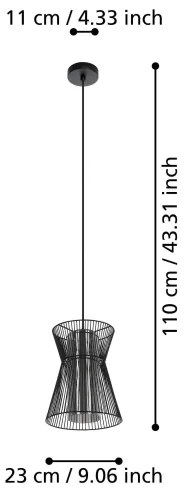 Lustră pe cablu MASETA 1xE27/40W/230V neagră Eglo 99633