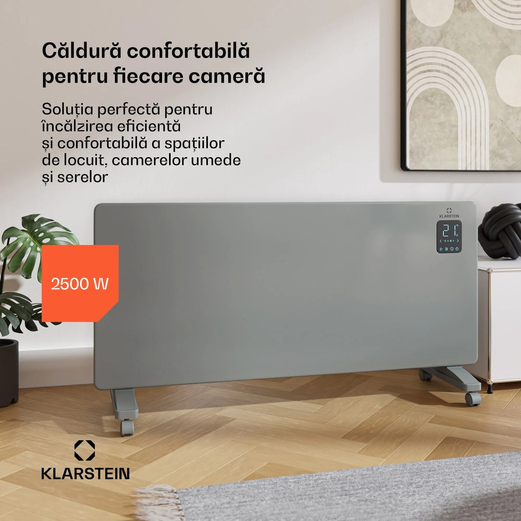 Klarstein Bansin Smart 2500 încălzitor convector, 2500 W, Aplicație, 5-50 °C, Afișaj LED, Touch screen
