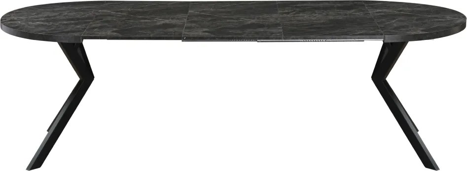 Masă de sufragerie extensibilă, beton închis/negru, 100-250x75,5 cm, LUKOS