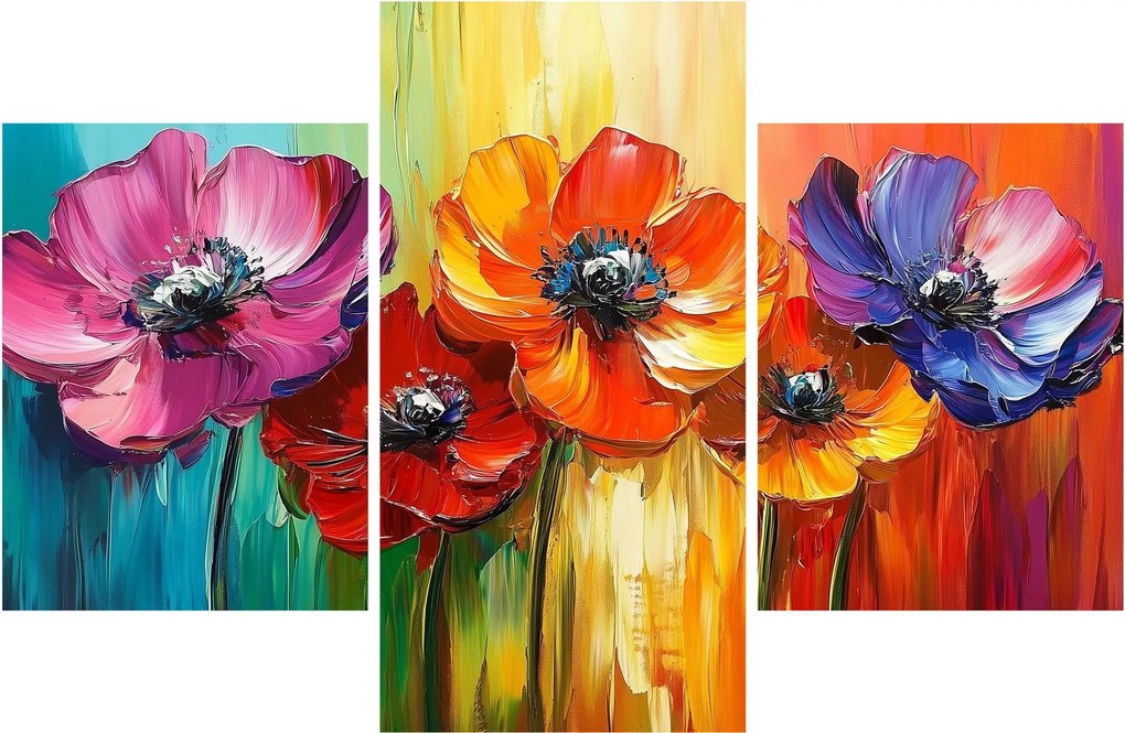 Tablou - Cinci flori colorate (90x60 cm)