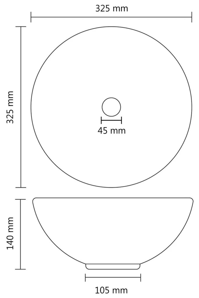 Chiuveta baie lux, alb mat, 32,5x14 cm, ceramica, rotund matte white