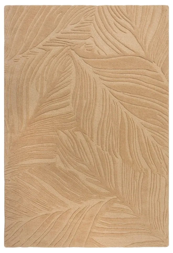 Covor din lână Flair Rugs Lino Leaf, 120 x 170 cm, maro deschis