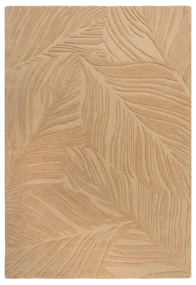 Covor din lână Flair Rugs Lino Leaf, 160 x 230 cm, maro deschis