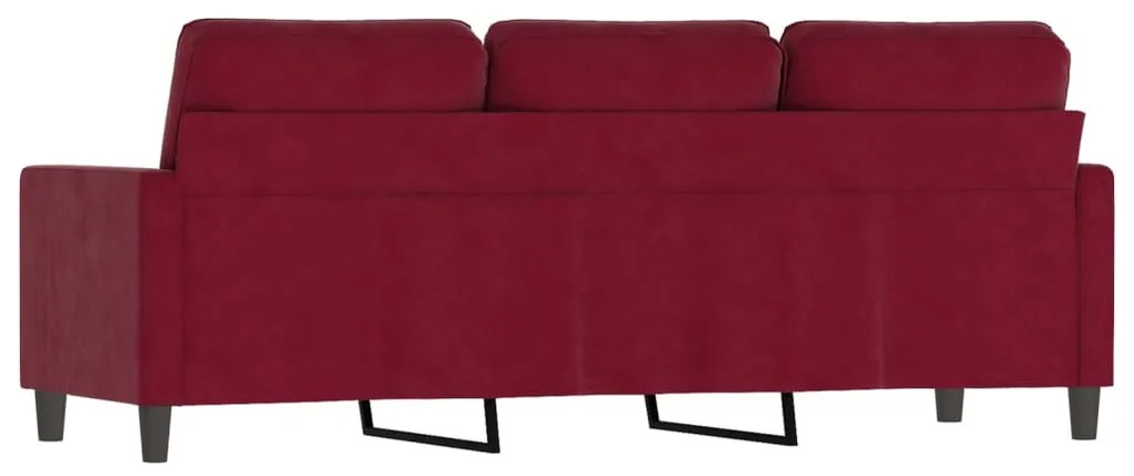 Canapea cu 3 locuri, rosu vin, 180 cm, material catifea Bordo, 198 x 77 x 80 cm