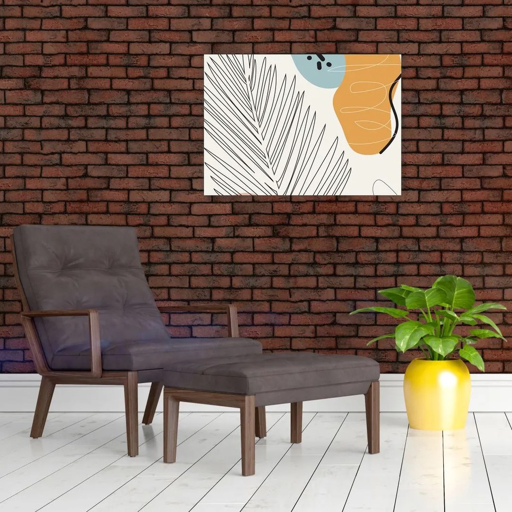 Tablou pe sticlă - Ilustrație de frunze (70x50 cm)