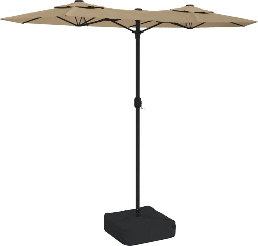 vidaXL Umbrelă de grădină cu două capete, taupe, 316x145 cm
