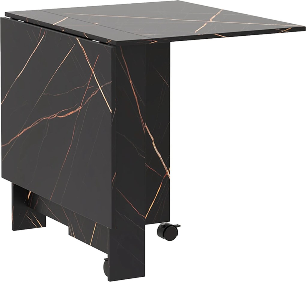 HOMCOM Masă Pliabil Multifuncțional Con Roți E 2 Extensii In Lemn 120x80x73cm | Aosom Romania