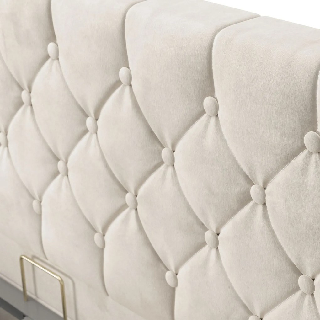 Pat tapitat Nizza 180 x 200 cm cu iluminare LED de culoare bej