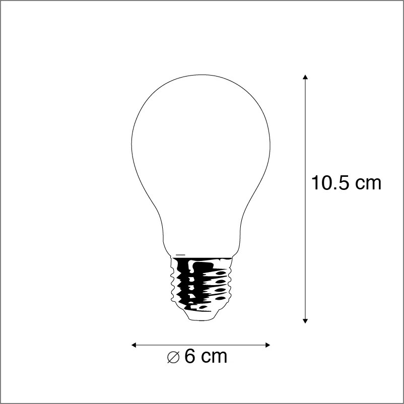 Set de 3 becuri cu filament LED E27 reglabile cu intensitatea luminii, mat, 5W, 380lm, 2350K