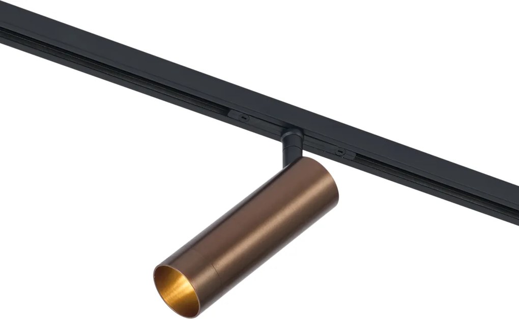 Sistem de iluminat pe șină modern cu 6 spoturi și 4 lumini suspendate Easylift bronz închis monofazat - Slimline Uzzy Tira