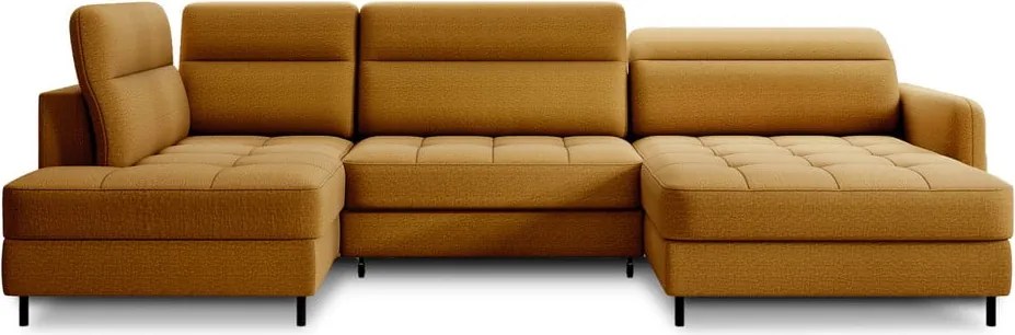 Colțar galben extensibil/cu spațiu de depozitare cu tapițerie din catifea (cu colț pe partea stângă/în formă de "U") Berrto – ELTAP