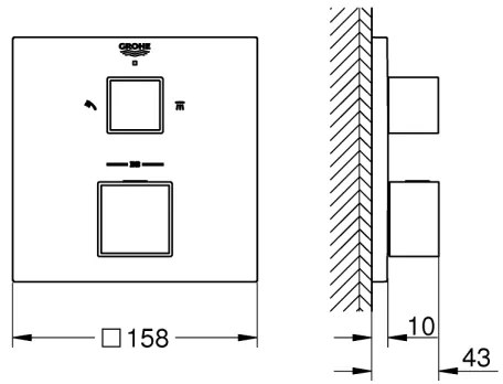 Baterie termostatică GROHE Grohtherm Cube 24154000, crom lucios