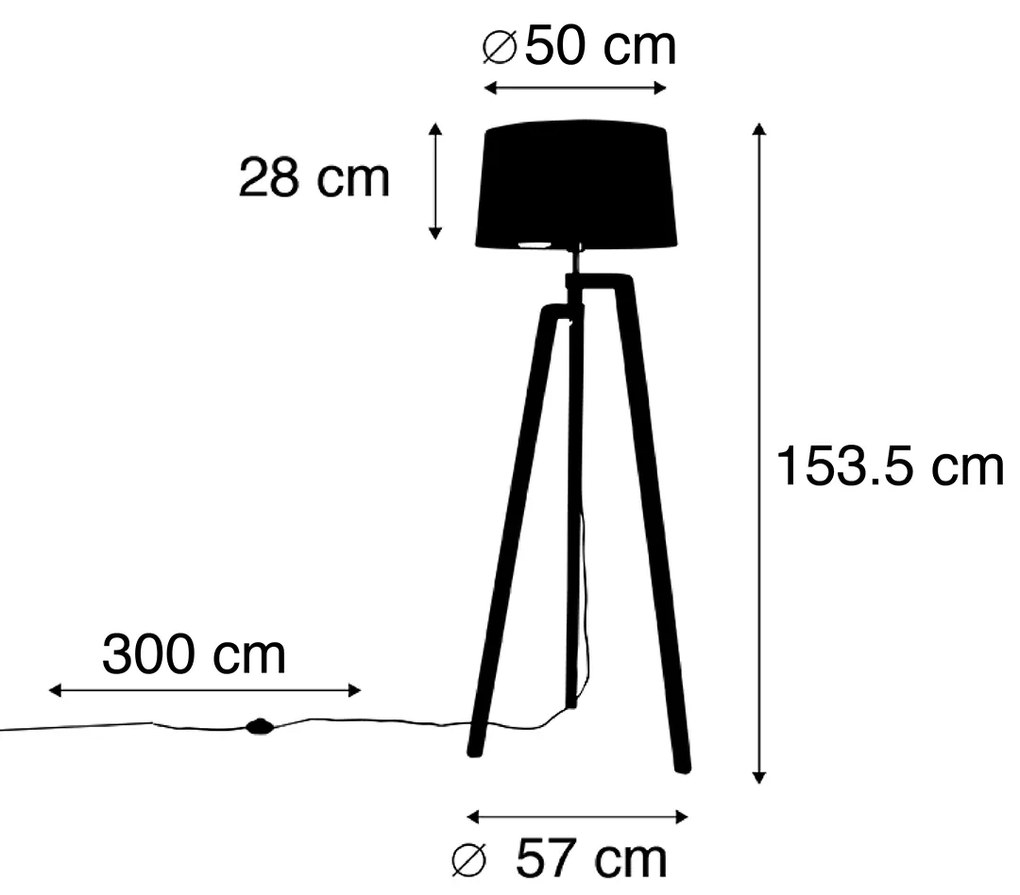 Lampă de podea inteligentă cu abajur negru cu auriu 50 cm inclusiv Wifi A60 - Puros