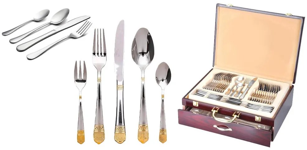 Set tacamuri 84 piese-argintiu/auriu