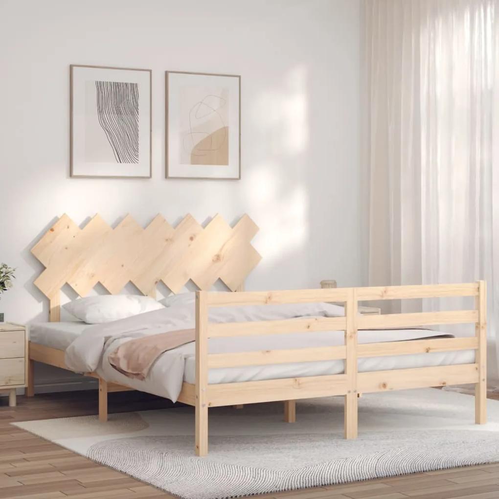 3195286 vidaXL Cadru de pat cu tăblie, 140x200 cm, lemn masiv