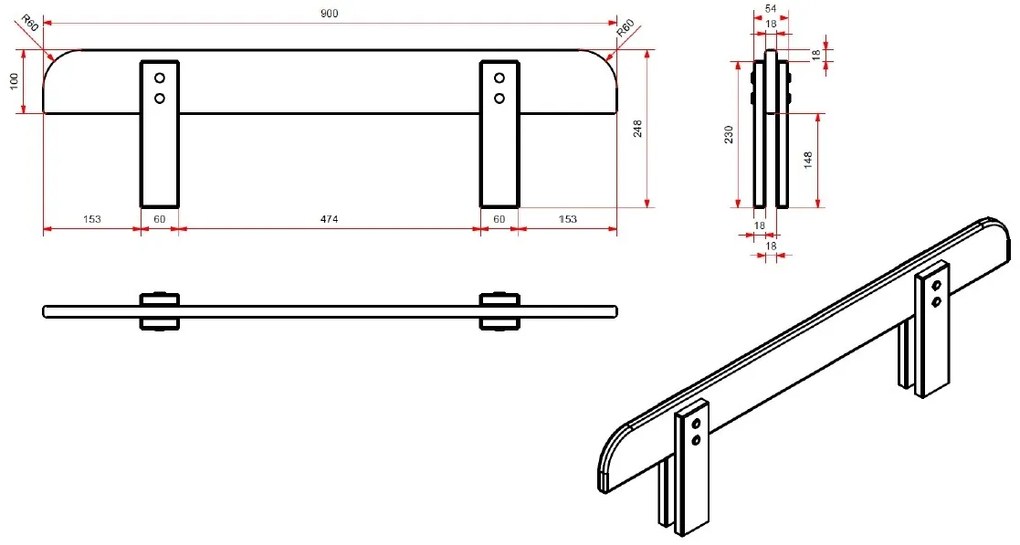 Set Pat Kiddy 90x200 cm cu Bară de Siguranță, pentru Camera Copii, Alb – Vipack