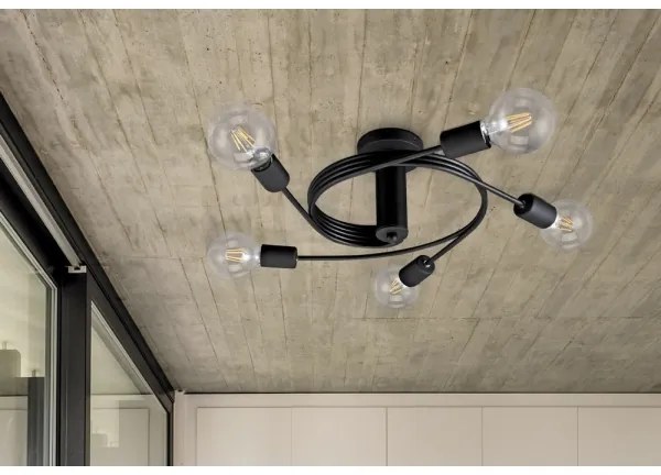 Rabalux 2096 - Lustră aplicată CARLY 5xE27/15W/230V negru