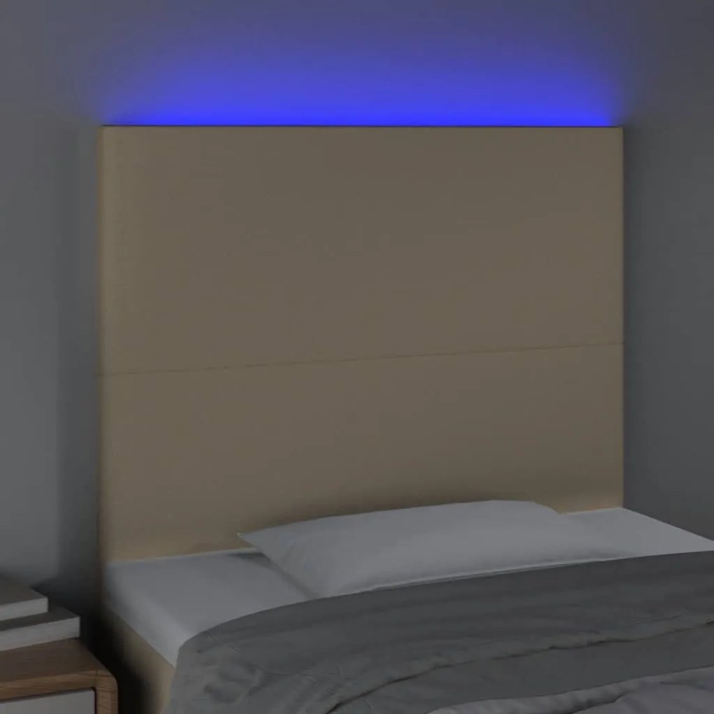 Tablie de pat cu LED, crem, 90x5x118 128 cm, textil 1, Crem, 90 x 5 x 118 128 cm