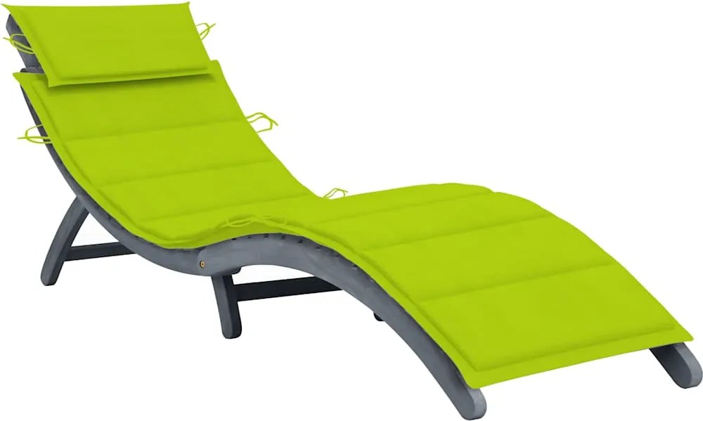 vidaXL Șezlong de grădină cu pernă gri, lemn masiv de acacia