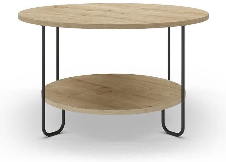 Măsuță de cafea în culoare naturală rotundă cu blat cu aspect de lemn de stejar ø 80 cm Tonka – Marckeric