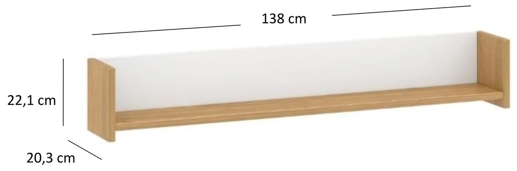Poliță 140 cm Andre (alb mat). 1052706