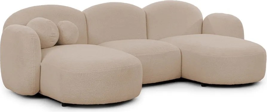 Colțar maro deschis cu tapițerie din țesătură bouclé (în formă de "U") Orbit – Ropez