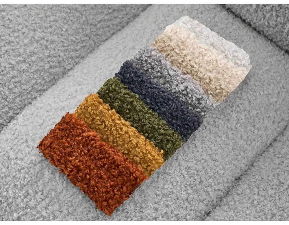 Canapea gri deschis cu tapițerie din țesătură bouclé 232 cm Hippolyte – Bobochic Paris