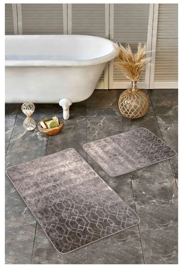 Covorașe de baie gri 2 buc. din catifea 60x100 cm – Mila Home