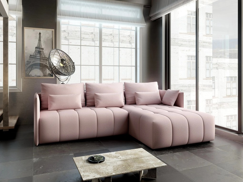 Colțar extensibil dumonde cu ladă de depozitare si sezut confortabil din spuma high-density, Malta Enjoy Flamingo II 235x185 cm