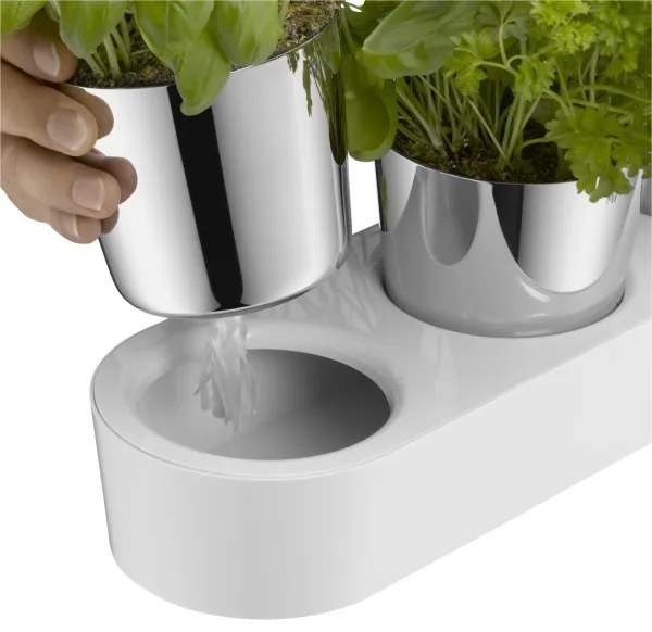 Ghiveci cu funcție de autoirigare WMF 3 buc. GOURMET alb/oțel inoxidabil