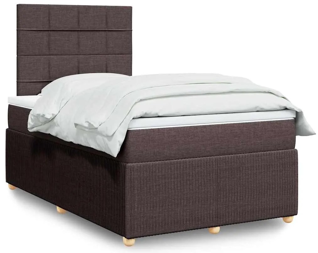 vidaXL Pat box spring cu saltea, maro închis, 120x190 cm, textil