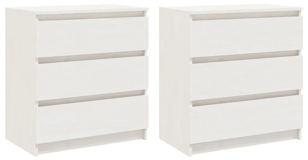 3093548 vidaXL Noptiere, 2 buc., alb, 60x36x64 cm, lemn masiv de pin