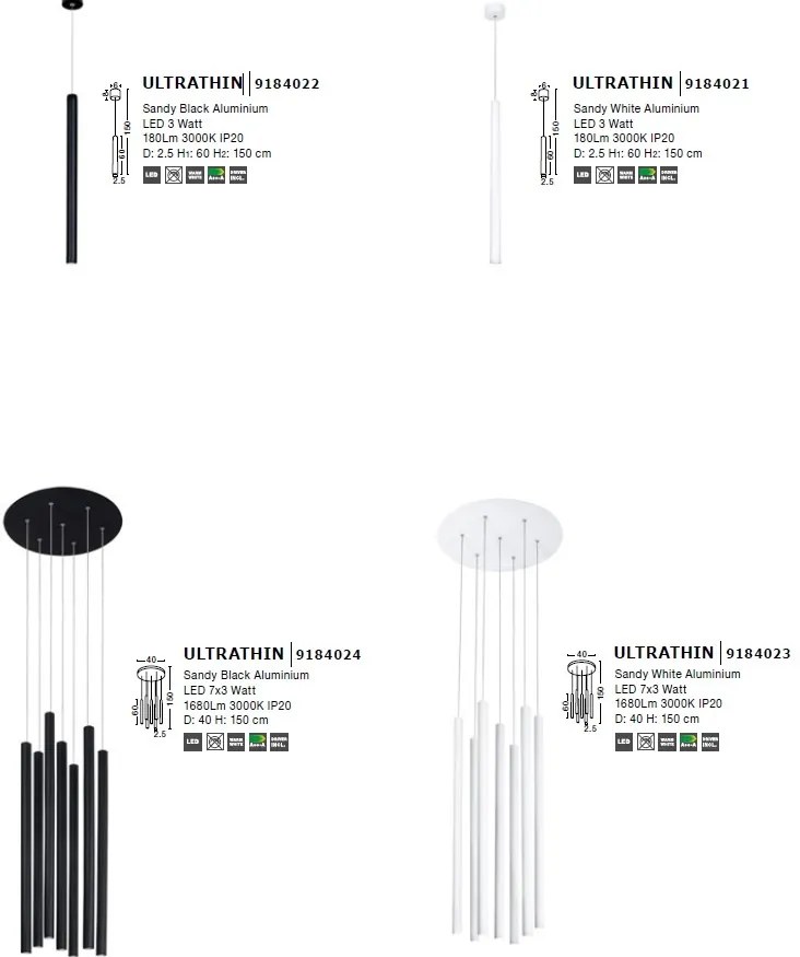 Pendul LED design modern ULTRATHIN negru NVL-9184022