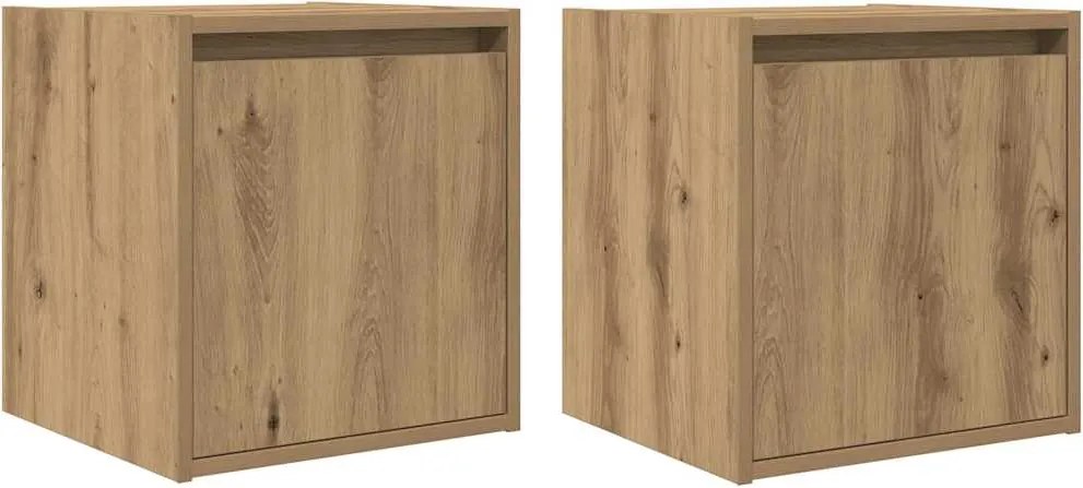 vidaXL Noptiere montate pe perete 2 buc Stejar Artisan 38x34x40 cm