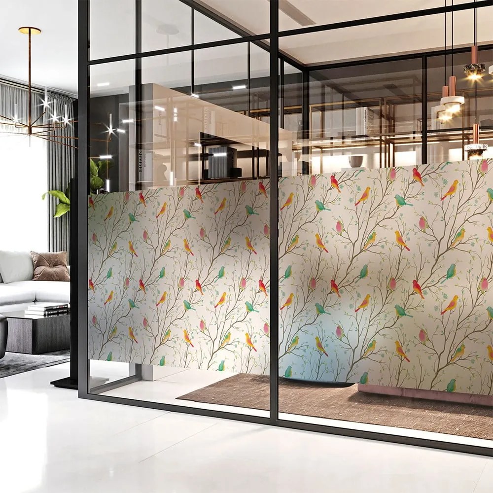 Autocolant pentru geam 200x40 cm Birds in the Forest – Ambiance