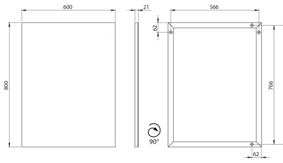 Sapho - Oglindă cu ramă AROWANA 60x80 cm negru mat