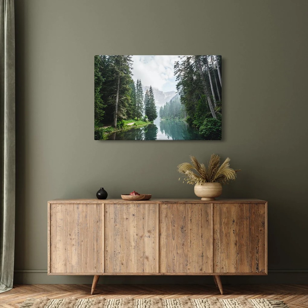 Tablou lacului în pădure (90x60 cm)