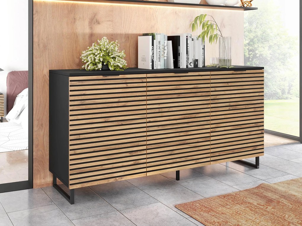Dulap Surezina 3D (Negru grafit + Stejar wotan) . 1105938