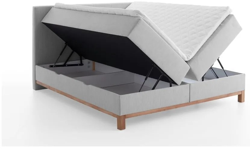 Pat boxspring gri cu spațiu de depozitare 180x200 cm Catania - Meise Möbel