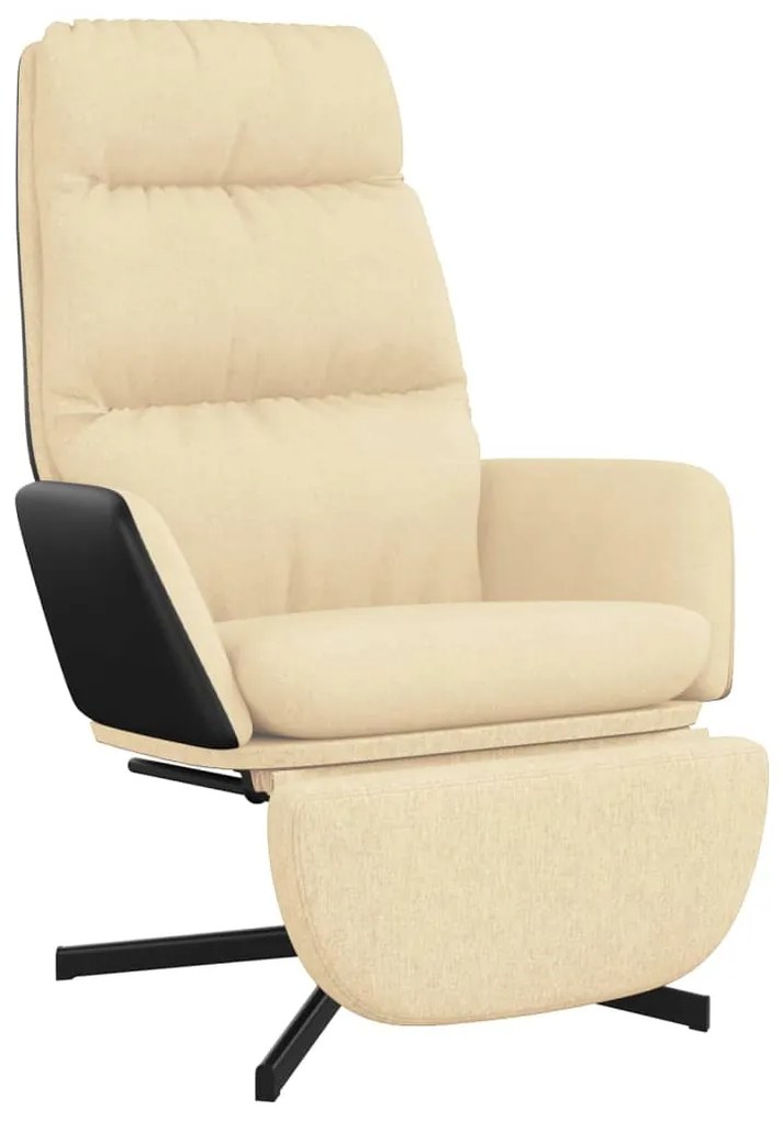 3097558 vidaXL Scaun de relaxare cu taburet, crem, material textil