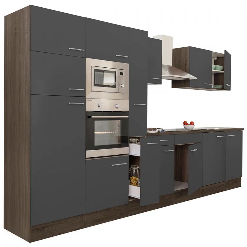 Mobilă de bucătărie Yorki 360, corp din stejar Yorki, cu față antracit satinat