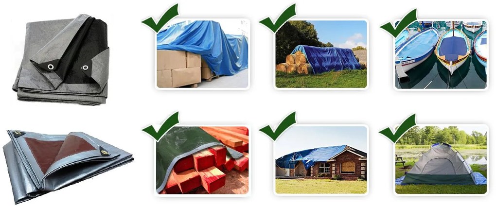 Prelată cu ochiuri 3 x 7 m - maro-argintiu 210 g/m2