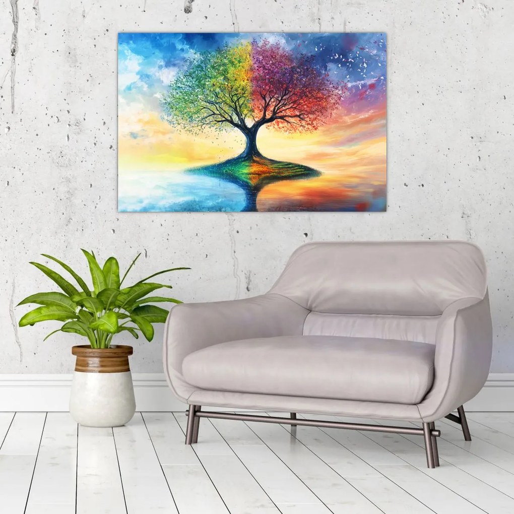 Tablou – Arbore pictat al anotimpurilor (90x60 cm)