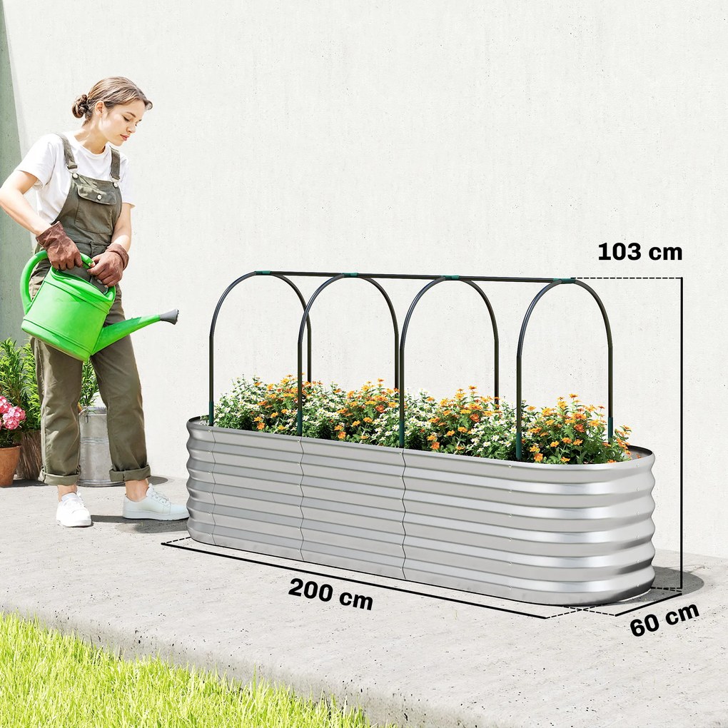 Outsunny Strat Înălțat de Grădină cu Seră și Jardinieră | Aosom Romania