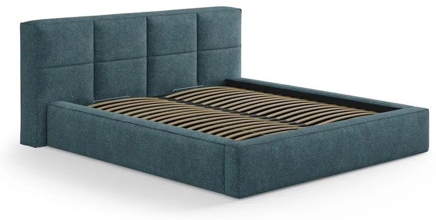 Tăblie de pat albastră tapițată 229x100 cm Darren – Micadoni